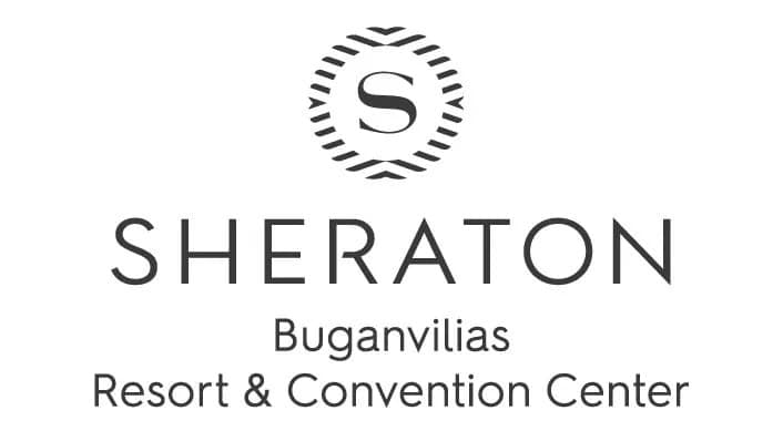 Logotipo del Sheraton Buganvilias Resort & Convention Center, que presenta una "S" estilizada y el nombre del resort debajo.